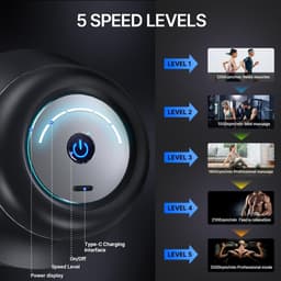 Massagepistool - Mini massageapparaat - 4 opzetstukken - 5 instapniveaus - Voor spiermassage en herstel — thumbnail 3