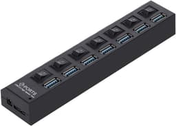 7-poorts USB HUB - USB Splitter Expander - Extra poorten creëren - Individuele AAN/UIT schakelaars - 16.5 cm - Zwart — thumbnail 5