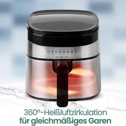 Digitale Airfryer - Heteluchtfriteuse - Gezond Frituren - 8 Programma's - 4.5 Liter - Zwart Zilver — thumbnail 4