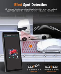 SnelShoppen - Mirror Dashcam met 2 Achteruitkijkcamera's, Truck Achteruitkijkspiegel met Verticale Scherm, 10.36 Inch Touchscreen Monitor met BSD Syst — thumbnail 2