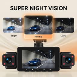SnelShoppen - WiFi 4-kanaals dashcam auto 1080p 360° voor en achter met lusopname, G-sensor, nachtzicht, bewegingsdetectie, app-bediening, belichtings — thumbnail 3