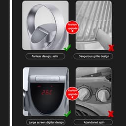 Bladloze Wandventilator - Stille Ventilator Bladeless Fan - Ruimte Koelen - Met Afstandsbediening - 90° Oscillatie - Wit — thumbnail 2