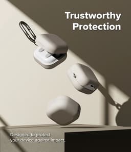 Ringke Silicone Hoesje Geschikt voor Samsung Galaxy Buds 4 / 4 Pro - Siliconen Cover - Karabijnhaak - Case Beige — thumbnail 5