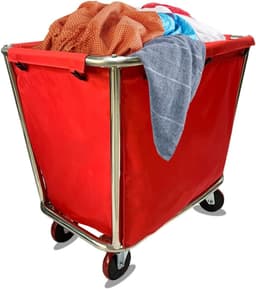 Commerciële Wasserij Kar - Waskar met Wielen - Linnen Opslag - Roestvrij Stalen Frame - 400 Liter - Rood — thumbnail 1