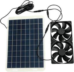Zonneventilator - Zonnepaneel Ventilator - Buitenkoeling - Dubbele Kogellagers - 15W Paneel - Zwart — thumbnail 1