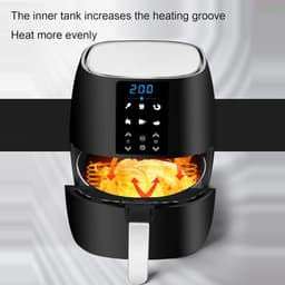 Heteluchtfriteuse Oven - Keukenapparaat - Gezond Koken - 6-in-1 Functionaliteit - 5.5 Liter - Zwart — thumbnail 5