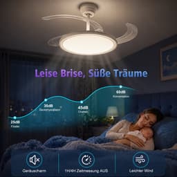 Oraymin Set van 2 Plafondventilator met Lamp 50 cm – Uitschuifbare Transparante Bladen - CCT 3000K-6000K - RGB en 6 Snelheden — thumbnail 3