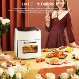 Luchtfriteuse Oven - Mini Elektrisch - Snelle Maaltijden - Digitaal Touchscreen - 15 Liter Capaciteit - Groen — thumbnail 5