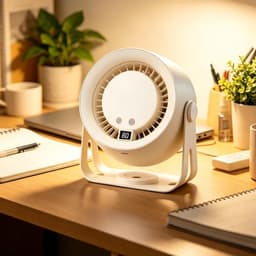 Bureau Ventilator - Tafelventilator met Licht - Comfort Verhogend - 2-in-1 Oplaadbaar - 16 cm Hoog - Wit — thumbnail 2