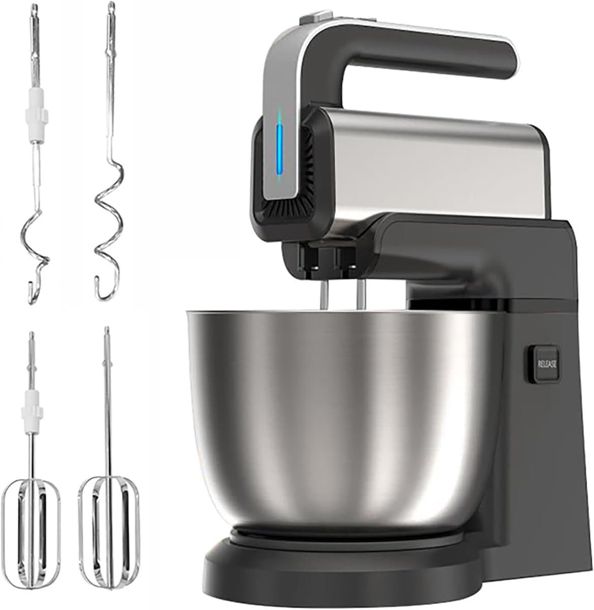 Keukenmixer Elektrisch - Handmixer Kom - Bakken Mixen - 5 Snelheden - 35 Liter Kom - Zwart — afbeelding 1