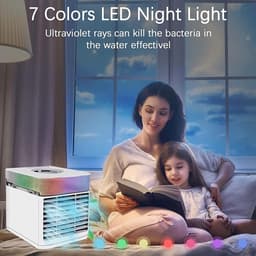 Mini Airco - Persoonlijke Koeler - Bureau Verkoeling - 7 Kleuren Verlichting - Draagbaar - Wit — thumbnail 4