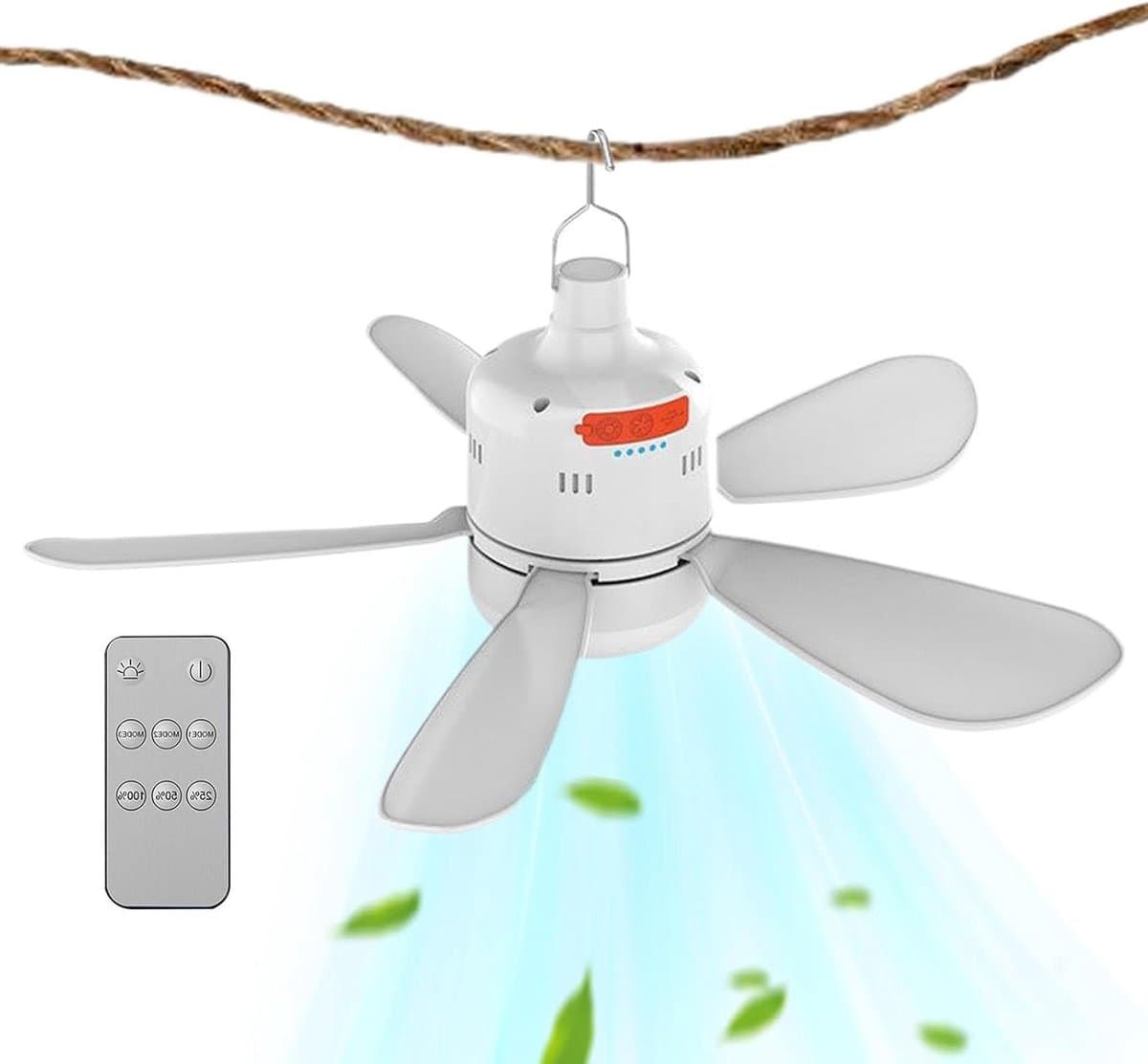 Tent Plafondventilator - Camping Ventilator Buiten - Buiten Koelen - Met Afstandsbediening - 154 Pond - Wit — afbeelding 1
