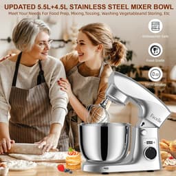 Keukenmachine - Deegmachine Mixer - Bakken Ingrediënten Mengen - Krachtige 1500W Motor - 5.5L Kom - Zilver — thumbnail 2