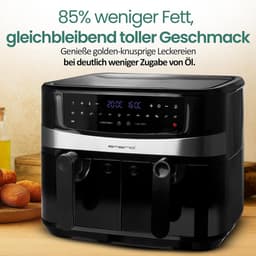 Dubbele Heteluchtfriteuse - Airfryer Frituur - Gezond Koken - Smart Finish Functie - 10 Liter Totaal - Zwart — thumbnail 3