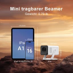 SnelShoppen - Mini Beamer 4K Projector, Draagbare WiFi 6 en Bluetooth 5.4 Video Projector, Home Cinema met Automatische Correctie en Handmatige Focus, — thumbnail 2