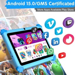 SnelShoppen - Kids Tablet 7 Inch Android 15 - Penta Core 6GB RAM 32GB ROM - Dubbele Camera - 2.4G+5G WiFi6 - Uitbreidbaar tot 128GB - Onderwijs Apps - — thumbnail 2