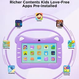 SnelShoppen - Kids Tablet 7 Inch Android voor Kinderen - Paars - WiFi, Bluetooth, Dubbele Camera, Ouderlijk Toezicht, 2GB RAM, 32GB ROM - Voor Jongen — thumbnail 3