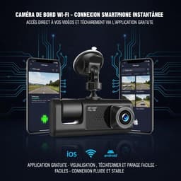 SnelShoppen - Dashcam 3 camera's 1080P Full HD | Maximale veiligheid 360° zonder dode hoek, nachtzicht, parkeerbewaking, wifi, bewegingsdetectie, idea — thumbnail 3