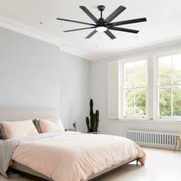 FloraGrace Ventilator – 168 cm Met Dimbare Ledverlichting En Afstandsbediening – ABS En Staal – Zwart – Plafondventilator Voor Grote Ruimtes — thumbnail 2