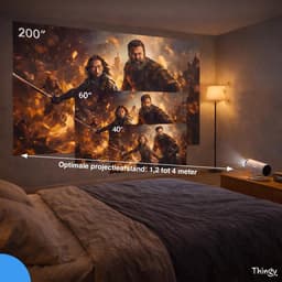 SnelShoppen - Ultra Mini Beamer 4K Projector met WiFi 6 & Bluetooth 5.4 - Inclusief HDMI Kabel, Lange Voedingskabel & Batterijen - Geschikt voor iOS e — thumbnail 5