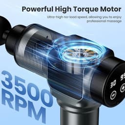 Massagepistool, massagepistool voor diepe weefselmassage voor pijnverlichting, percussieve spiermassagepistool voor atleten, draagbare elektrische rugmassager met 30 snelheidsniveaus en 9 massagekoppen (grijs) — thumbnail 4