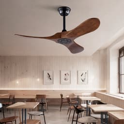 Plafondventilator 42 inch met 3 houten bladen en propellerontwerp - geheugenfunctie - afstandsbediening - geschikt voor binnen en buiten (terras, woonkamer, slaapkamer) - walnoot afwerking - modern design — thumbnail 4