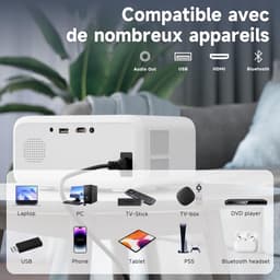 Projector Draagbare, Visulapex V3 PRO Beamer 12000 Lumen Ondersteuning FHD 1080P, 50% Zoom en Elektrische Focus, 5G WiFi Bluetooth Projector voor iOS/Android/TV Stick/HDMI/USB — thumbnail 5