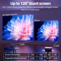 SnelShoppen - 4K Mini Beamer, Full HD 1080P Projector, Draaibaar, Autofocus, Trapeziumcorrectie, 10.000 Lumen Videobeamer voor Thuisbioscoop en Outdoo — thumbnail 5