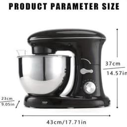Keukenmixer – Mengmachine – Bakmixer – Deegkneder – Standmixer – 1400W Krachtige Motor – 4,5 Liter RVS Mengkom – Zwart — thumbnail 1