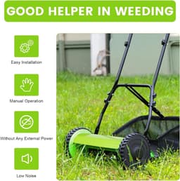 Handgrasmaaier - Duwmaaier Grasveger - Gazon Onderhoud - 5 Messen - 30cm Maaibreedte - Groen — thumbnail 3