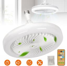 Plafondventilator Met Verlichting - 3 Kleurtemperaturen 3 Ventilatorsnelheden Timer - E27 Schroefdraadfitting Aromatherapie Design - 26W LED Dimbaar - Voor Badkamer Slaapkamer En Keuken - Wit — thumbnail 2