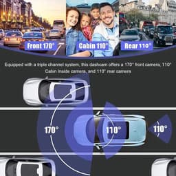 Dash Cam - Auto Camera Rijcamera - Bewijs Verzamelen - Driekanaals Opname - 2 Inch Scherm - Zwart — thumbnail 3