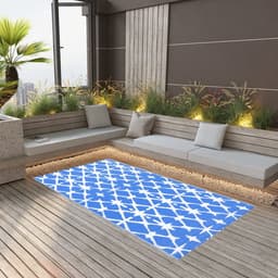 vidaXL - Buitenkleed - ARAKIL - 80x150 - cm - PP - blauw - en - wit — thumbnail 3
