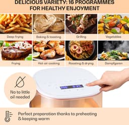 Klarstein XL Airfryer, frituurpan met stoomfunctie, temperatuurregeling en 16 programma's, heteluchtfriteuse, olievrije heteluchtfriteuse 1500 W, 7,5 liter — thumbnail 2