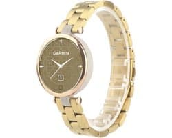 Stalen Smartwatch bandje - Geschikt voor Garmin Lily stalen band - goud - Strap-it Horlogeband / Polsband / Armband