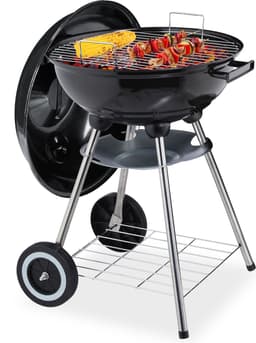 Houtskool bbq met deksel - Ø 40 cm - wielen — thumbnail 1