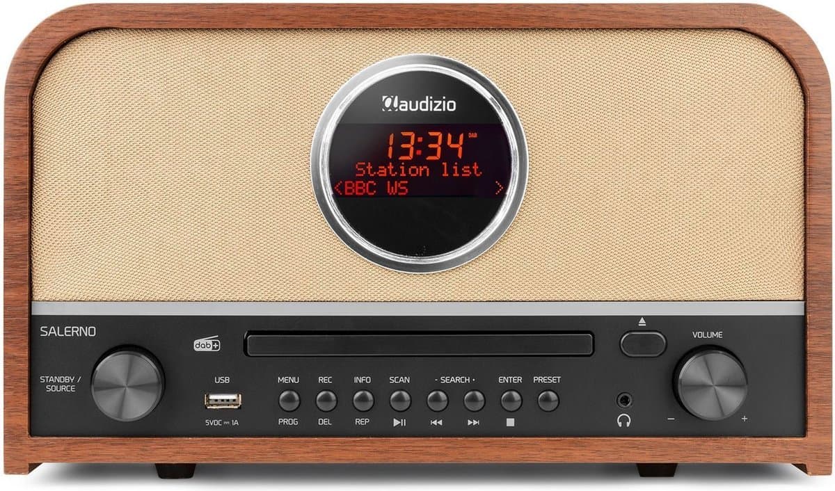 DAB radio met CD speler - Audizio Salerno - Retro radio met Bluetooth en mp3 speler - Stereo - 40W — afbeelding 1