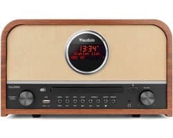DAB radio met CD speler - Audizio Salerno - Retro radio met Bluetooth en mp3 speler - Stereo - 40W