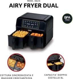 Ariete 4623 - Dubbele Airfryer XXL - Twee Kookvakken - 8 Liter - 1700 Watt - Dual Zone Technologie - 8 automatische programma's — thumbnail 7