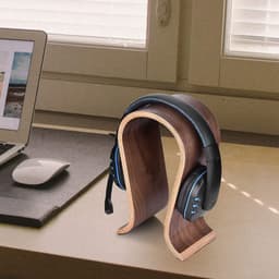 Houten U-vormige hoofdtelefoonhouder met stabiele basis voor thuis, kantoor, studie en winkel — thumbnail 2