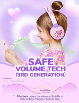 Bluetooth Hoofdtelefoon voor Kinderen met Kattenoren en LED Verlichting - 60 Uur Speeltijd, Veilig Volume tot 85 dBA, Microfoon en USB C Opladen — thumbnail 3