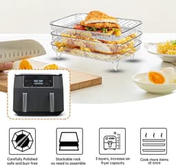 Accessoires voor Ninja Double Stake XL Airfryer - 3 Lagen Rack - 304 RVS Grid — thumbnail 5