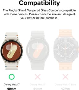 Ringke Slim + Glass | Hoesje + Screen Protector Geschikt voor Samsung Galaxy Watch 7 40MM | Case met 9H Tempered Glass | Matte Zwart — thumbnail 10