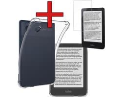Hoes Geschikt voor Kobo Clara BW - E-reader Hoesje Siliconen Case Hoes Back Cover Met Screenprotector - Transparant
