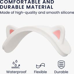 kwmobile kattenoortjes koptelefoon decoratie geschikt voor Apple AirPods Max headset - Gaming accessoires - Silicone in wit / roze — thumbnail 3