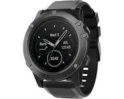 Strap-it siliconen sport bandje geschikt voor Garmin Fenix 5x (Plus) / Fenix 6x (Pro) / Fenix 7x (Pro - Sapphire - Solar) / Garmin Fenix 8 - 51mm / Enduro 1-2-3 - Quickfit 26mm band voor Garmin smartwatches - Horlogeband- zwart