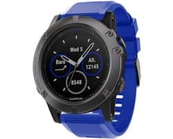 Strap-it siliconen bandje geschikt voor Garmin Fenix 5x (Plus) / Fenix 6x (Pro) / Fenix 7x (Pro - Sapphire - Solar) / Garmin Fenix 8 - 51mm / Enduro 1-2-3 - Quickfit 26mm band voor Garmin smartwatches - Horlogeband- blauw