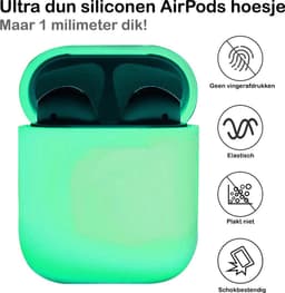 Hoesje - Geschikt voor Apple Airpods 2 - Siliconen Dun Met Clip - Case Cover - Silicone Hoes - Glow in the dark — thumbnail 2