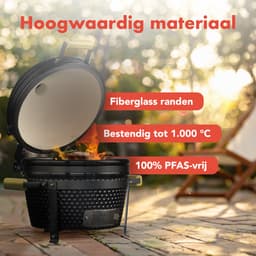KitchenBrothers Kamado BBQ - 16 Inch Houtskool Barbecue - 34⌀ cm - PFAS-vrij - Deluxe Set - Egg BBQ met Accessoires - Zwart — thumbnail 3