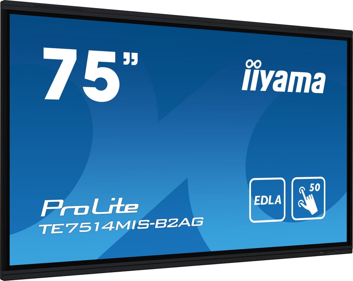 iiyama PROLITE TE7514MIS-B2AG Kiosk-ontwerp 190,5 cm (75") LCD Wifi 435 cd/m² 4K Ultra HD Zwart Touchscreen Type processor Android 24/7 — afbeelding 1